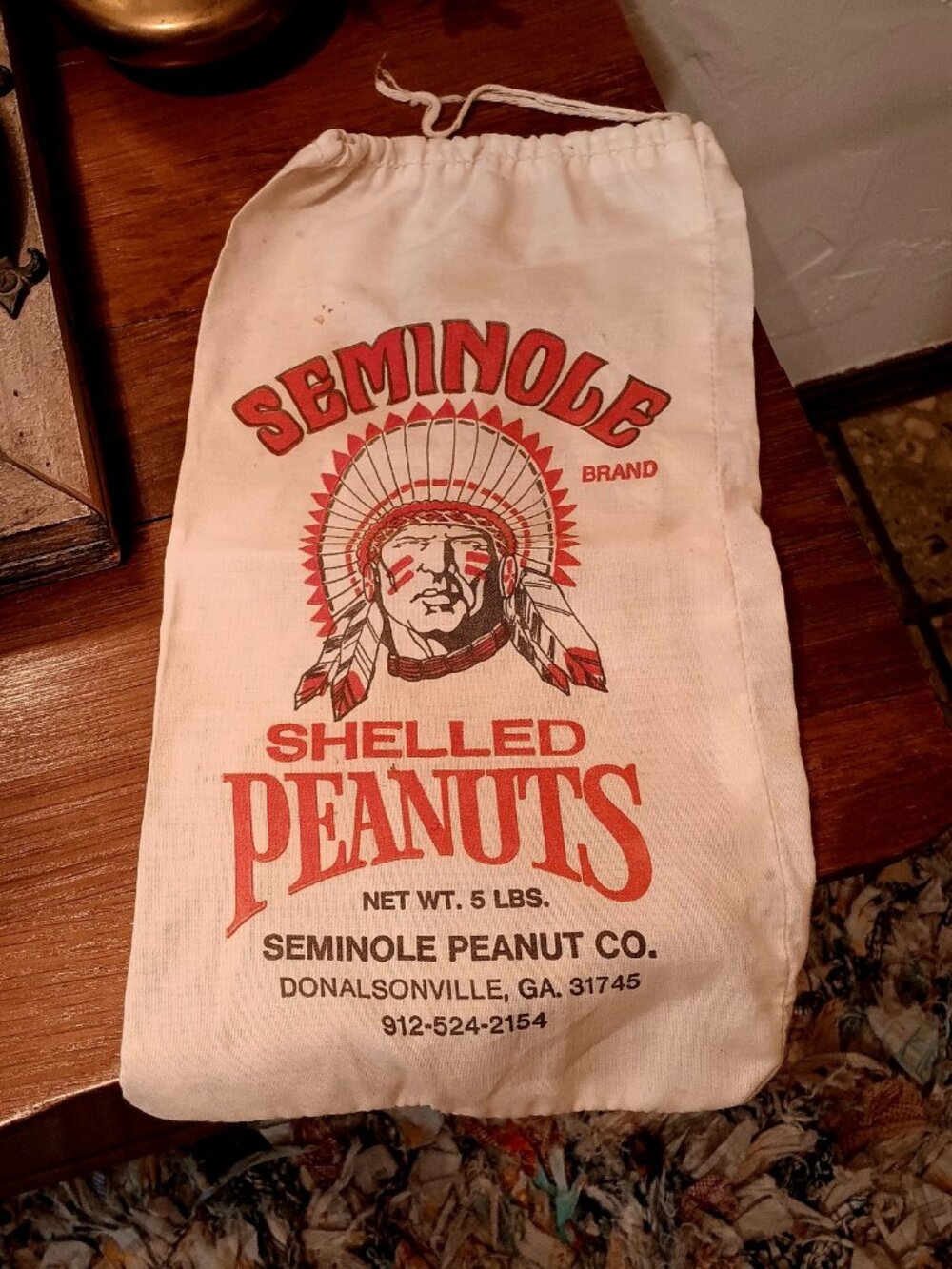 Vintage Seminole Peanut Co. 5lb Cloth Peanut Bag, Donalsonville, GA